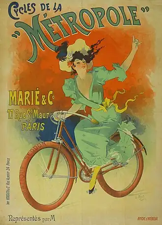 Cycles de la Métropole, 17 rue Saint-Maur, Paris (1897). Affiche de Lucien Baylac.