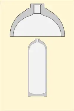 Section montrant les zones usinées du col en détail