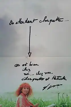 Description de l'image Dédicace de Sabine Azéma sur l'affiche de Chouquette.jpg.