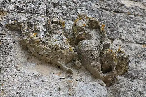 Détail d'un ornement en pierre de la tour-porte ouest.