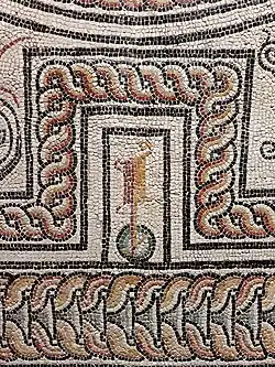 Détail du gouvernail monté sur un disque.