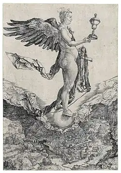 Albrecht Dürer, Némésis ou la grande Fortune (vers 1501), gravure au burin.