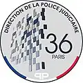 Logotype actuel de la DPJ Paris. Les vitres du 36, rue du Bastion y sont notamment représentées.