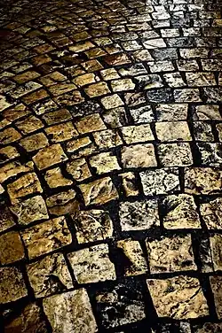 Voie piétonne pavée, à Aix-en-Provence.