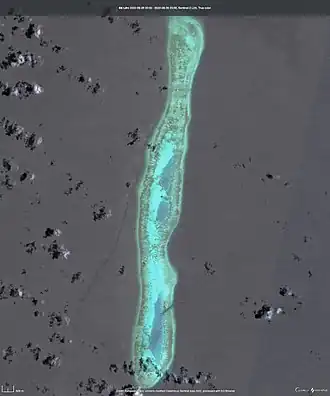 Image satellite du Grand récif Discovery prise par Sentinel-2.