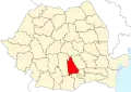 Map of Romania highlighting Dâmbovița County