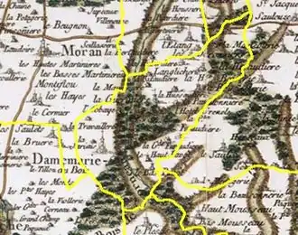 Extrait en couleurs d'une carte ancienne.