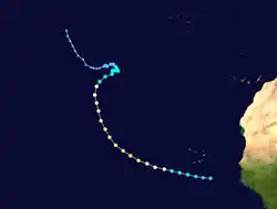 Parcours de l'ouragan Danielle