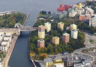 Danviksbron, Danvikskanalen et Danviksklippan 2012.