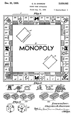 Première page du dépôt de marque du Monopoly en 1935 par Charles Darrow.