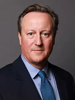 David Cameron, né le 9 octobre 1966 (58&nbsp;ans), Premier ministre de 2010 à 2016.