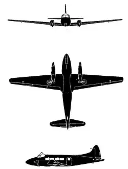 Description de l'image De Havilland Doves Series 5 3-view silhouette.jpg.