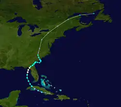 Trajectoire de Debby.