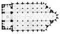 Plan au sol de la cathédrale, on remarque l'absence du transept