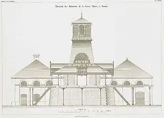 Élévation des bâtiments de la fosse Villars durant la seconde moitié du XIXe&nbsp;siècle.