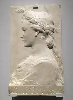 Olympias, reine de Macédoine. Relief. Marbre, entre 1460 et 1464. Palais royal de la Granja de San Ildefonso