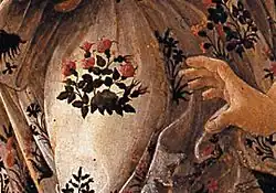 Détail de la robe de Flore.