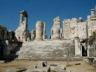 Le grand escalier de la cour du temple d'Apollon de Didymes.