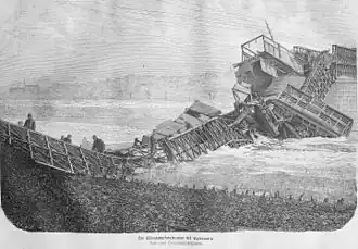 Effondrement du pont de chemin de fer de Czernowitz, Die Gartenlaube, 1868