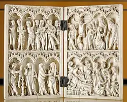 Scènes de la vie du Christ. Diptyque en ivoire. Paris, XIVe&nbsp;siècle.