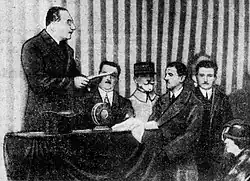 Louis Germain-Martin prononce un discours à l'inauguration du monument, le 2 mai 1929.