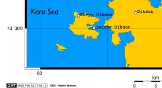 Carte de l'île Dikson.