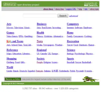 DMOZ en 2013.