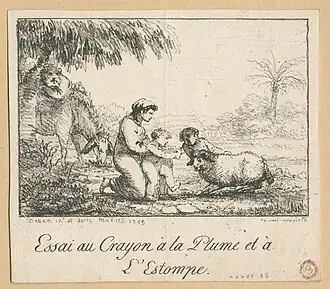 Dominique Vivant Denon, essai au crayon, à la plume et à l'estompe, (1809).