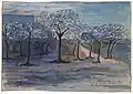 Dommartin-sous-Hans, 4h le matin, 28 avril 1915, Gilbert de Guingand, aquarelle, La Contemporaine
