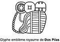 Glyphe emblème de la cité maya antique de Dos Pilas