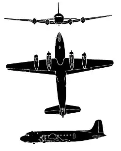Description de l'image Douglas DC-4 3-view silhouette.jpg.