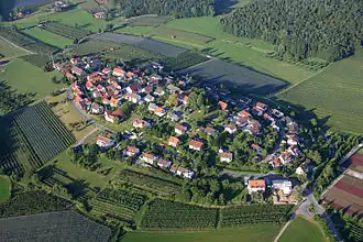 Le quartier de Raderach de Friedrichshafen, situé sur un drumlin (Allemagne).