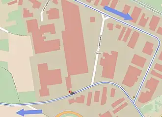 La zone d'arrivée et de départ.