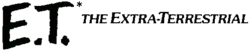 E.T. the Extra-Terrestrial est inscrit en noir sur fond transparent.