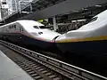 Deux Shinkansen E4 couplés en gare de Tokyo