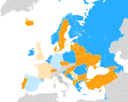 Carte montrant la répartition des pays dans chaque demi-finale.