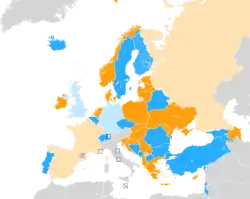 Carte montrant la répartition des pays dans chaque demi-finale.
