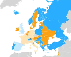 Carte montrant la répartition des pays dans chaque demi-finale.