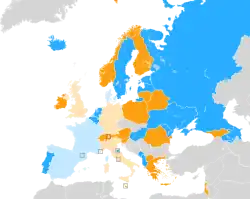 Carte montrant la répartition des pays dans chaque demi-finale.