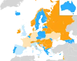 Carte montrant la répartition des pays dans chaque demi-finale.