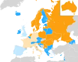 Carte montrant la répartition des pays dans chaque demi-finale.