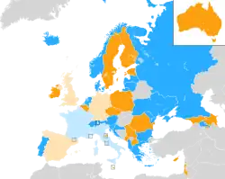 Carte montrant la répartition des pays dans chaque demi-finale.