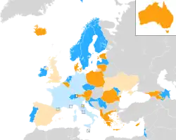 Carte montrant la répartition des pays dans chaque demi-finale.