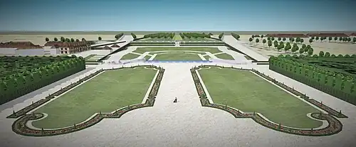 Vue depuis le belvédère du château du côté des jardins, 1785