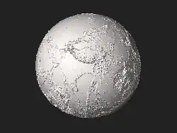 Reconstruction tridimensionnelle interactive de la terre sans eau, 20 fois exagérée.