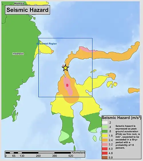 Risque sismique associé à l'événement.