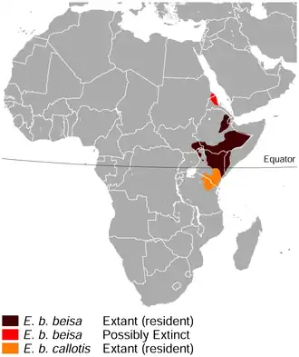 Description de l'image East African oryx Oryx beisa distribution map.png.
