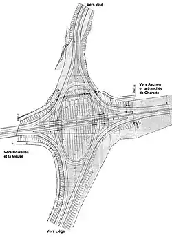 Échangeur de Cheratte en 1965, avec seulement 2 ponts