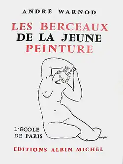Couverture d'un livre illustrée d'un dessin en ligne claire d'un nu féminin assis, la tête penchée sur sa gauche