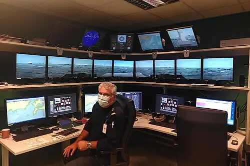 Salle de contrôle du simulateur.